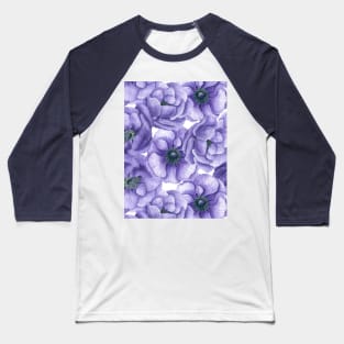 Violet anemone flowers watercolor pattern Baseball T-Shirt